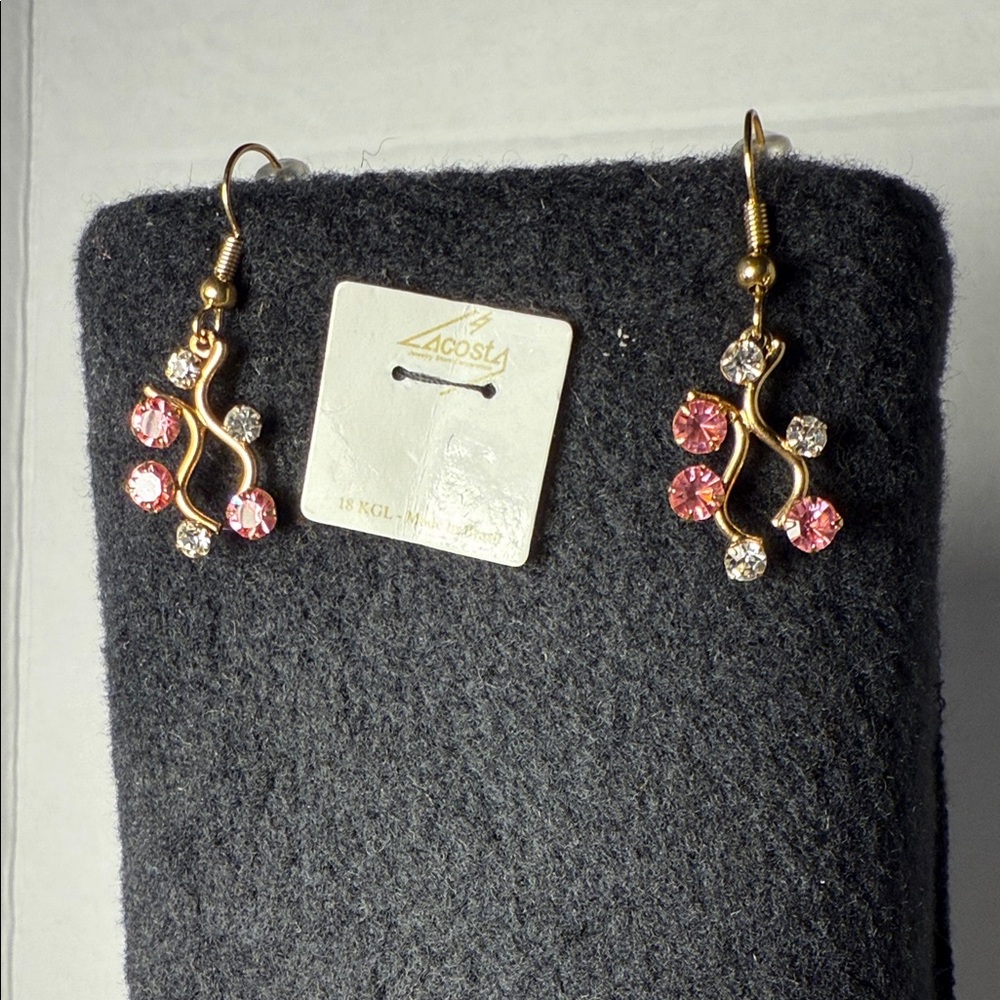 ADORA Gold Earrings with Pink and Clear Crystals